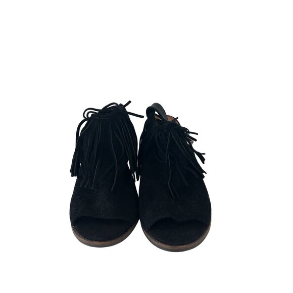 LUCKY BRAND Womens Liennah Black Fringe Heels Size 8 - Picture 4 of 8